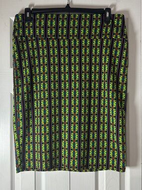 LuLaRoe Neon Green Tribal Stripe Pencil Skirt
